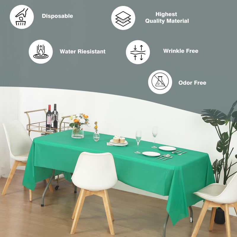 EVER SHINE Evershine (12-Pack Heavy Duty Plastic Table Covers Tablecloth (Reusable) (Rectangle 54" X 108", Emerald Green) - Image 2